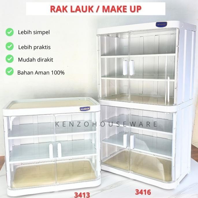 Food Cabinet Bistro 3 6 Susun Tutup Rak Lauk Lemari Piring Gelas Storage Plastik Naiba Nugi