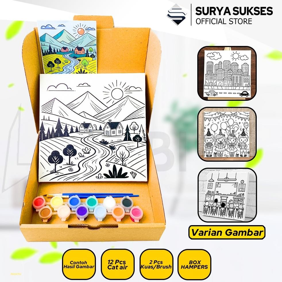 

DIY PAINT KIT ONE SET CANVAS BOARD - KANVAS LUKIS SKETSA SET 20 X 20 CM CANVAS GAMBAR Nugi