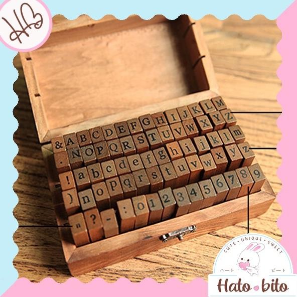 

Vintage wooden box alphabet number stamp cap stempel huruf angka aesthetic retro diy jurnal scrapbook HB1306 HB1307 Nugi