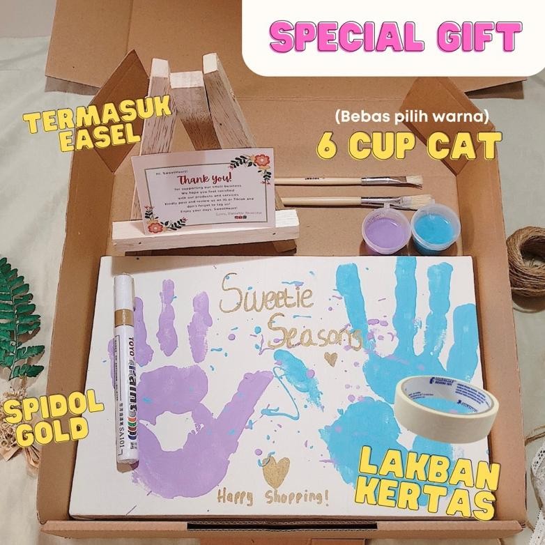 

[TERMASUK EASEL] DIY Handprint Painting Kit by Sweetie Seasons | Canvas Lukis Set | Easel Lukisan Nugi
