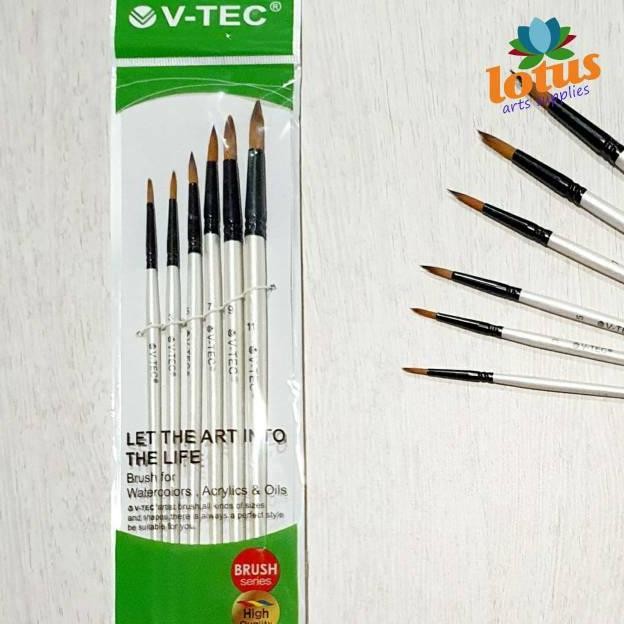

V-TEC Round Brush 0018H set 6 / Kuas Lukis Nugi