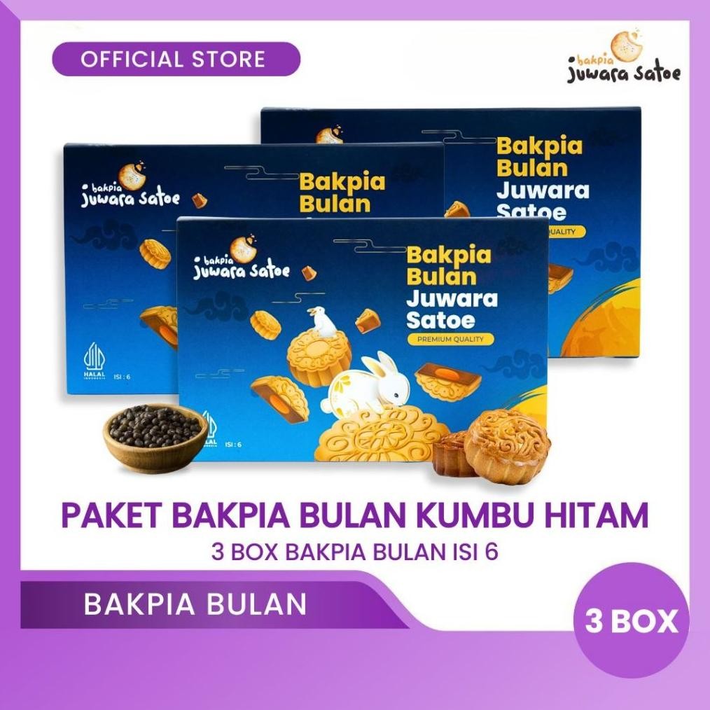 

NO_MORE BAKPIA JUWARA SATOE [ 3 Box ] Bakpia Bulan Kumbu Hitam Isi 6 - Oleh Oleh Khas Jogja