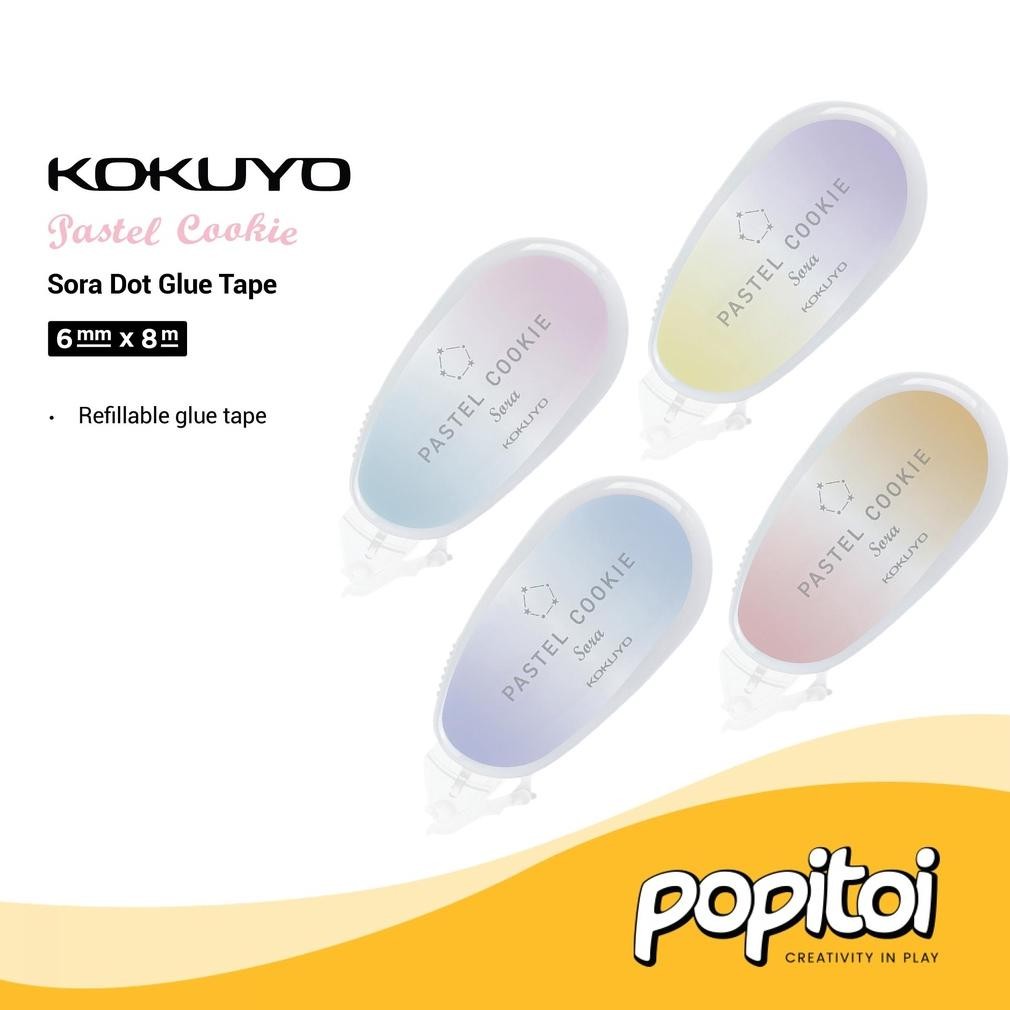 

Rd1- Kokuyo Pastel Cookie Sora Dot Glue Tape 6Mm X 8M Selotip Lem Pita Roller Double Dobel