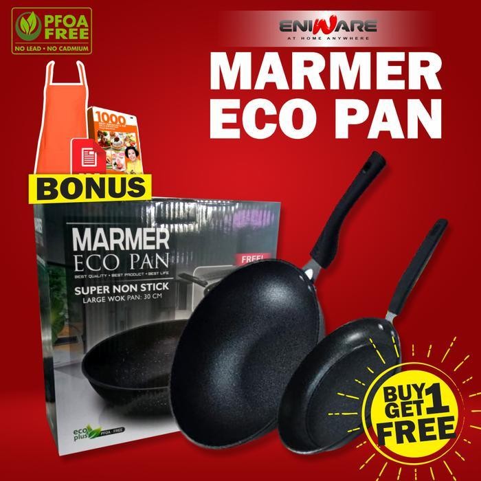 KS Marmer Eco Pan 30 cm Anti Lengket Free Frypan dan Celemek