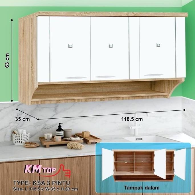 Laci Serbaguna Kitchen Set Minimalis / Rak Dapur / Lemari Dapur / Rak Dinding Atas 2 / 3 Pintu Ksa F