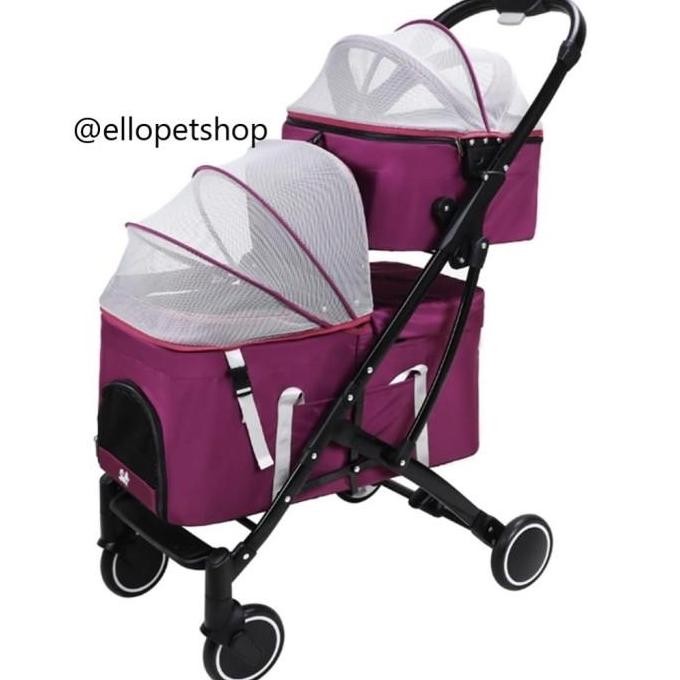 Stroller Anjing Double Decker Stroller Kucing Double Decker
