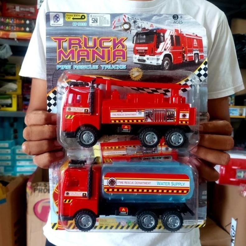 Uk-12 Mainan Mobil Truk Pemadam Kebakaran Isi 2 - Miniatur Mobilan Anak Laki Cowok