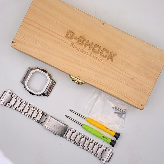 Case Casio G-Shock DW-5600 Custom GMW-B5000TVA Black Silver Hitam Berkualitas