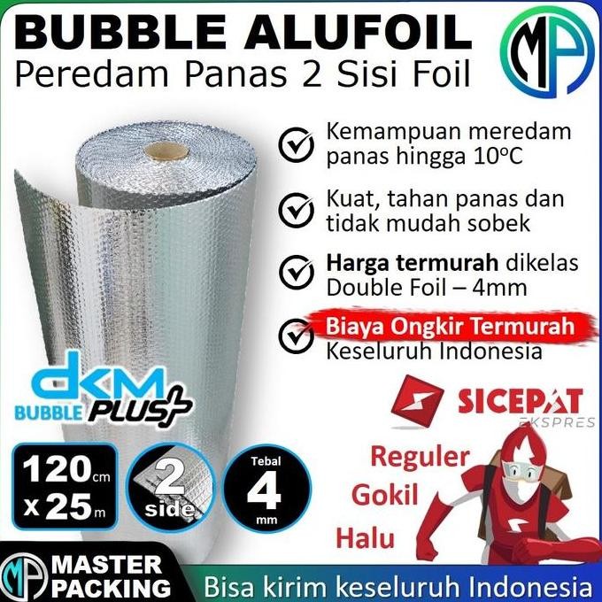 Bubble Alumunium Foil 120Cm X 25M Insulation Foil Peredam Panas Atap Kualitas Premium