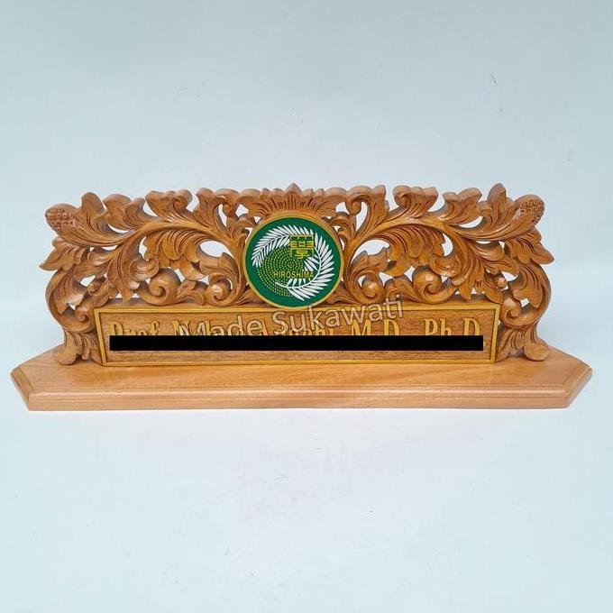 

*:*:*:*:*] Papan nama meja kayu ukiran bali nameplate Lambang Logo instansi