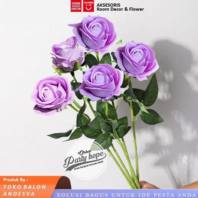 #@#@#@#@] Bunga Mawar Ungu / Bunga Plastik Tanaman hias Artificial Mawar Ungu