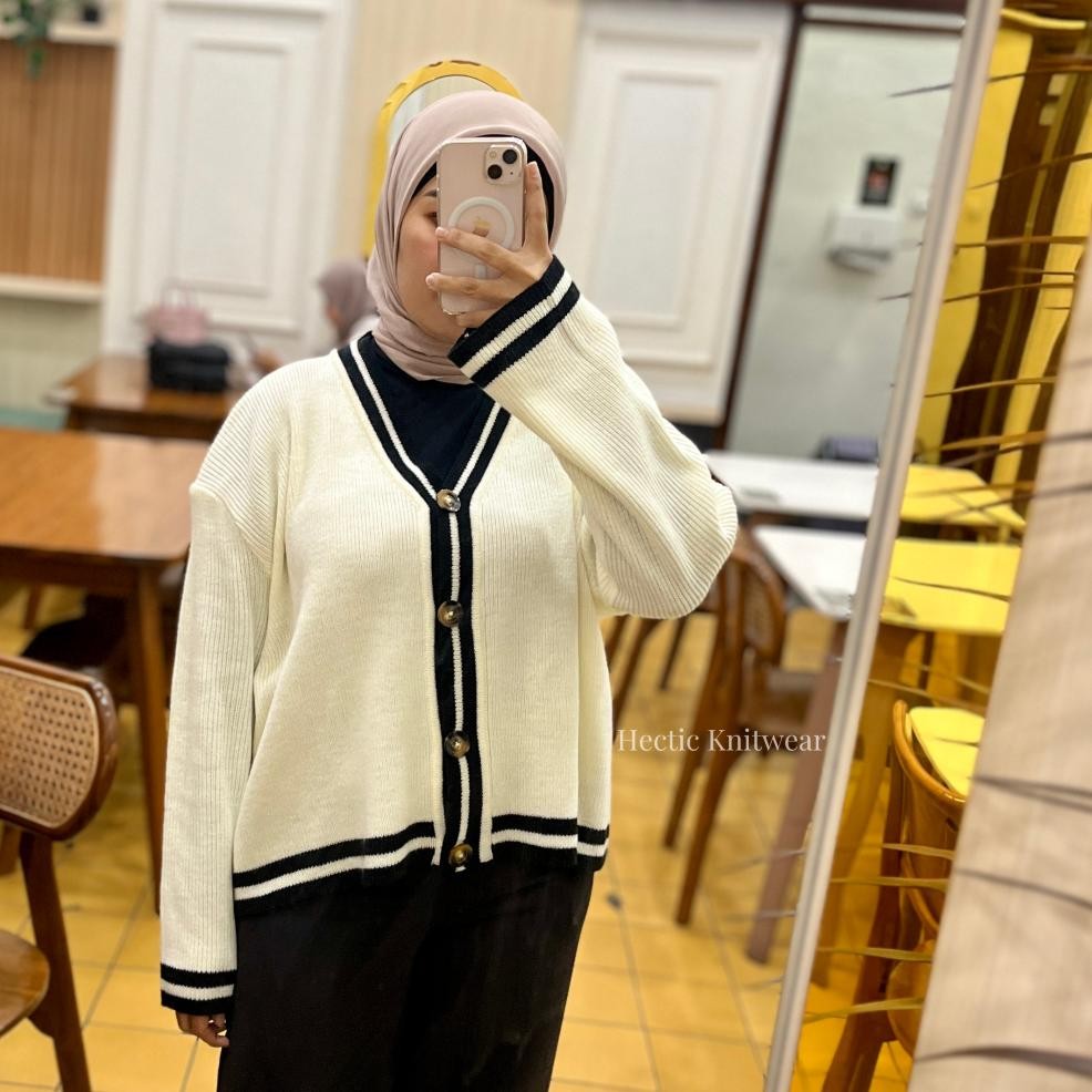 HECTIC Kiyomi Knit Cardigan Oversize Premium - Cardigan Wanita Rajut Premium - Cardigan Korean Look