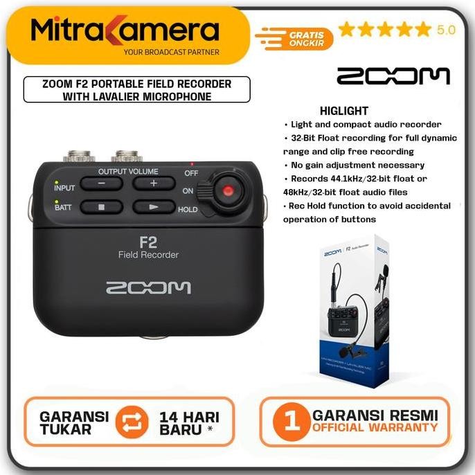 PROMO ZOOM F2 FIELD RECORDER + LAVALIER MIC - PORTABLE AUDIO RECORDER PROFESIONAL