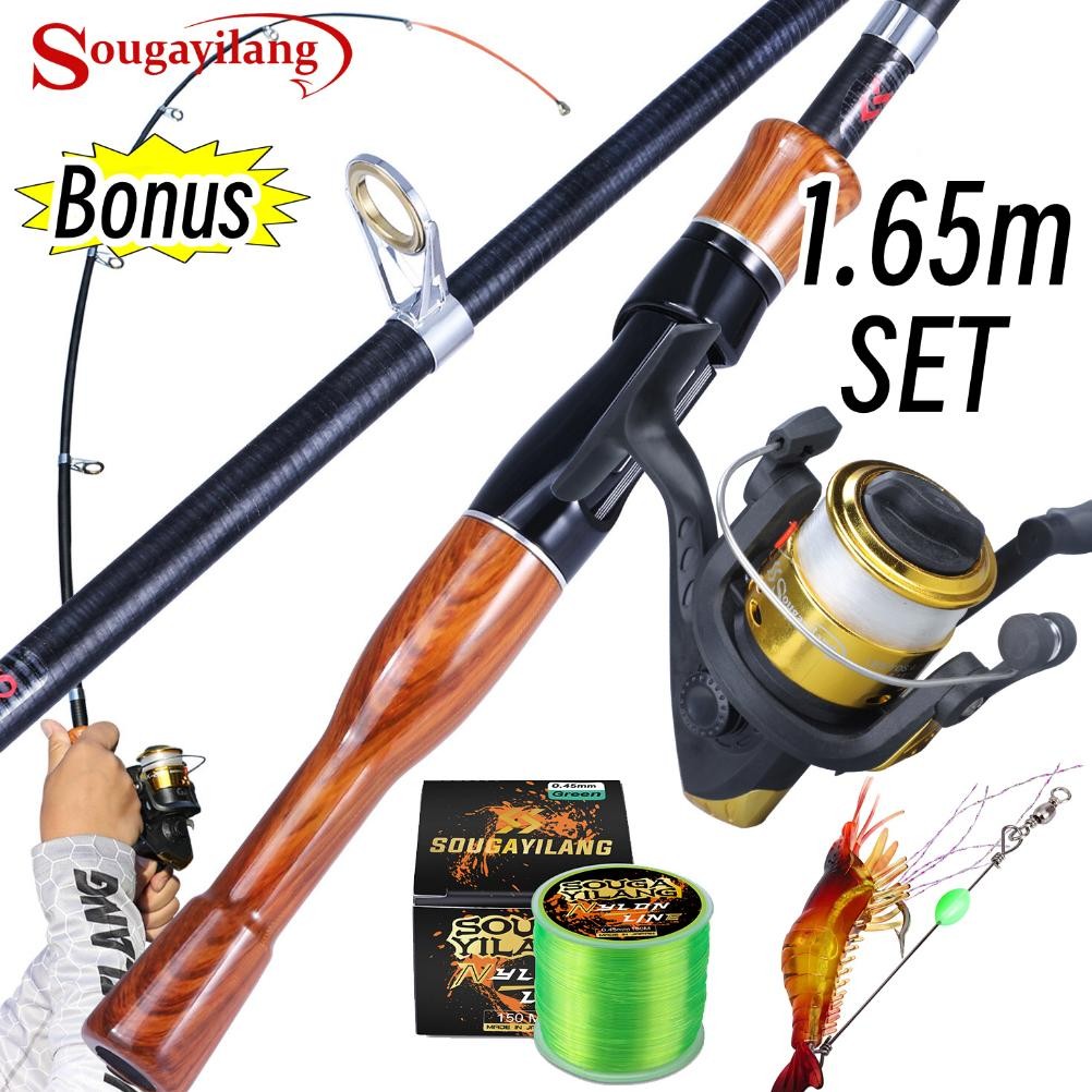 Sougayilang Joran Panicng Set 160cm Pancingan Set Lengkap Teleskopik Joran Set Reel Pancing