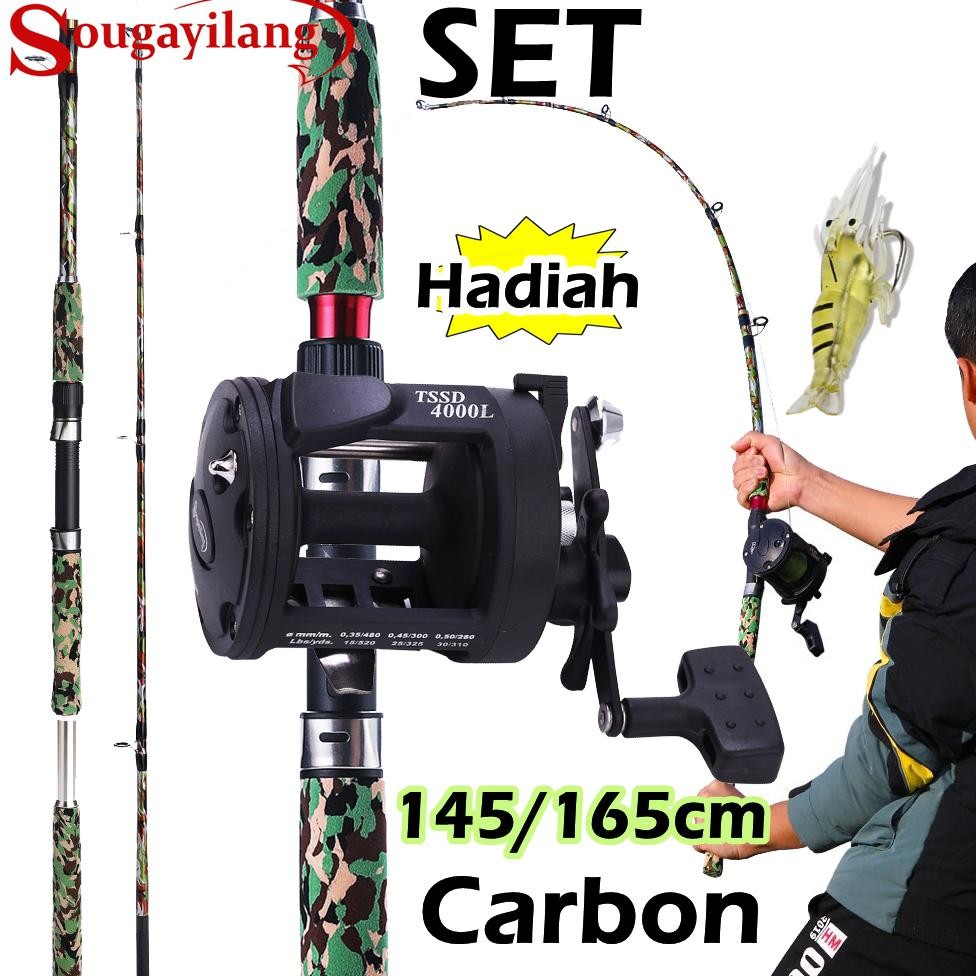 Sougayilang Joran Set 20kg 145cm 165cm Carbon Joran Pancing Torilling Reel Pancing Joran Pancing Set