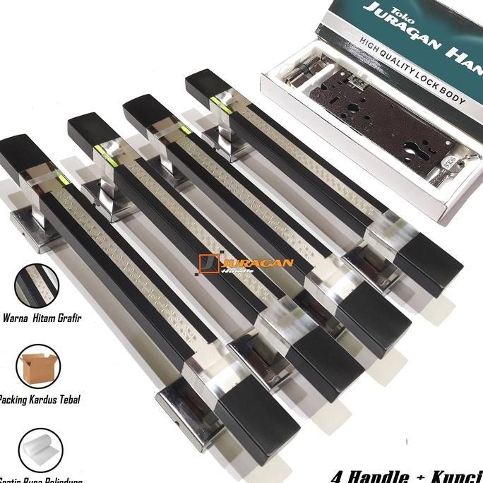 Handle Pintu Set Kunci Rumah 60 Cm - Gagang Stainless Steel Pintu 2 Daun - Body Kunci Body Pelor Teb