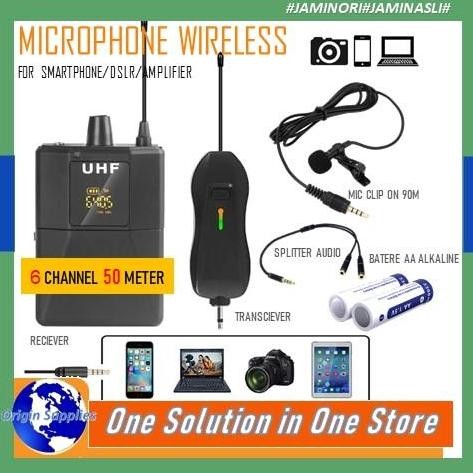 PROMO MIC WIRELESS CLIP ON UHF PRANK VLOG UNTUK SMARTPHONE DSLR KAMERA