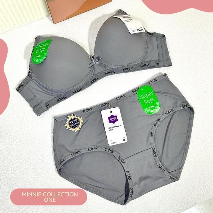 BRA BH SET + CD SETELAN SOREX WANITA TANPA KAWAT BERBUSA 34-40 TERMURAH 