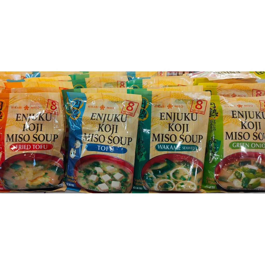 

Hikari Miso Soup Enjuku Koji Miso Soup / Soup Miso Instan Jepang pack isi 8sachet x 20gr - Tofu / Fried Bean Curd / Green Onion / Wakame