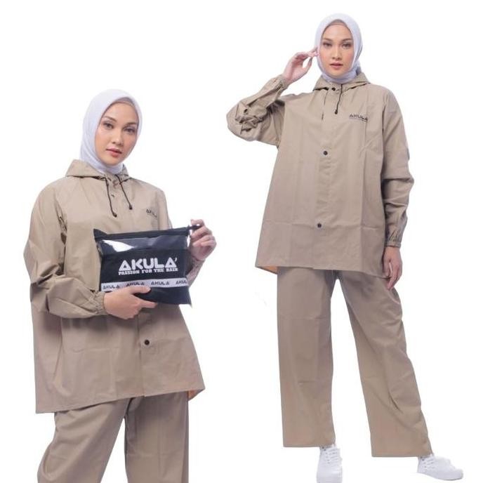 ORI - JAS HUJAN AKULA PRIA WANITA SETELAN TEBAL KARET PVC 25 MICRON
