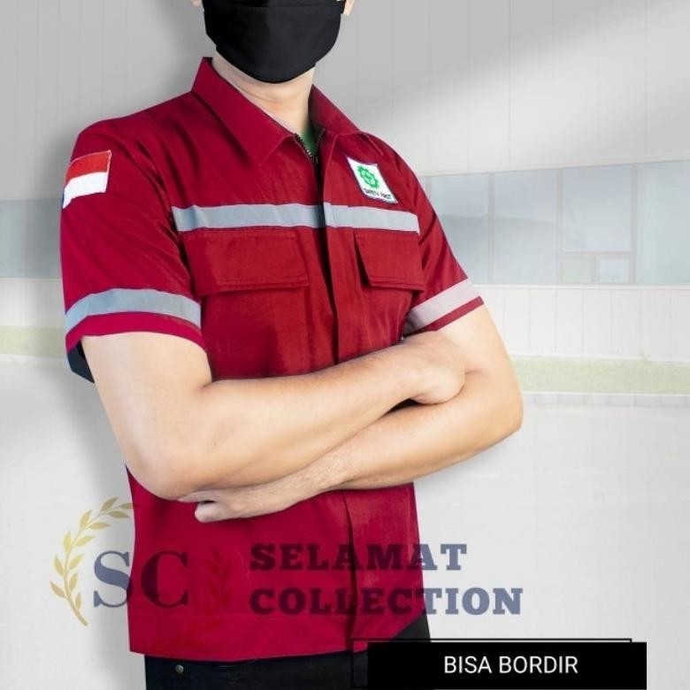 baju safety kerja promosi baju safety lengan pendek terbaru.baju kerja.baju tambang.wesrpack.seragam