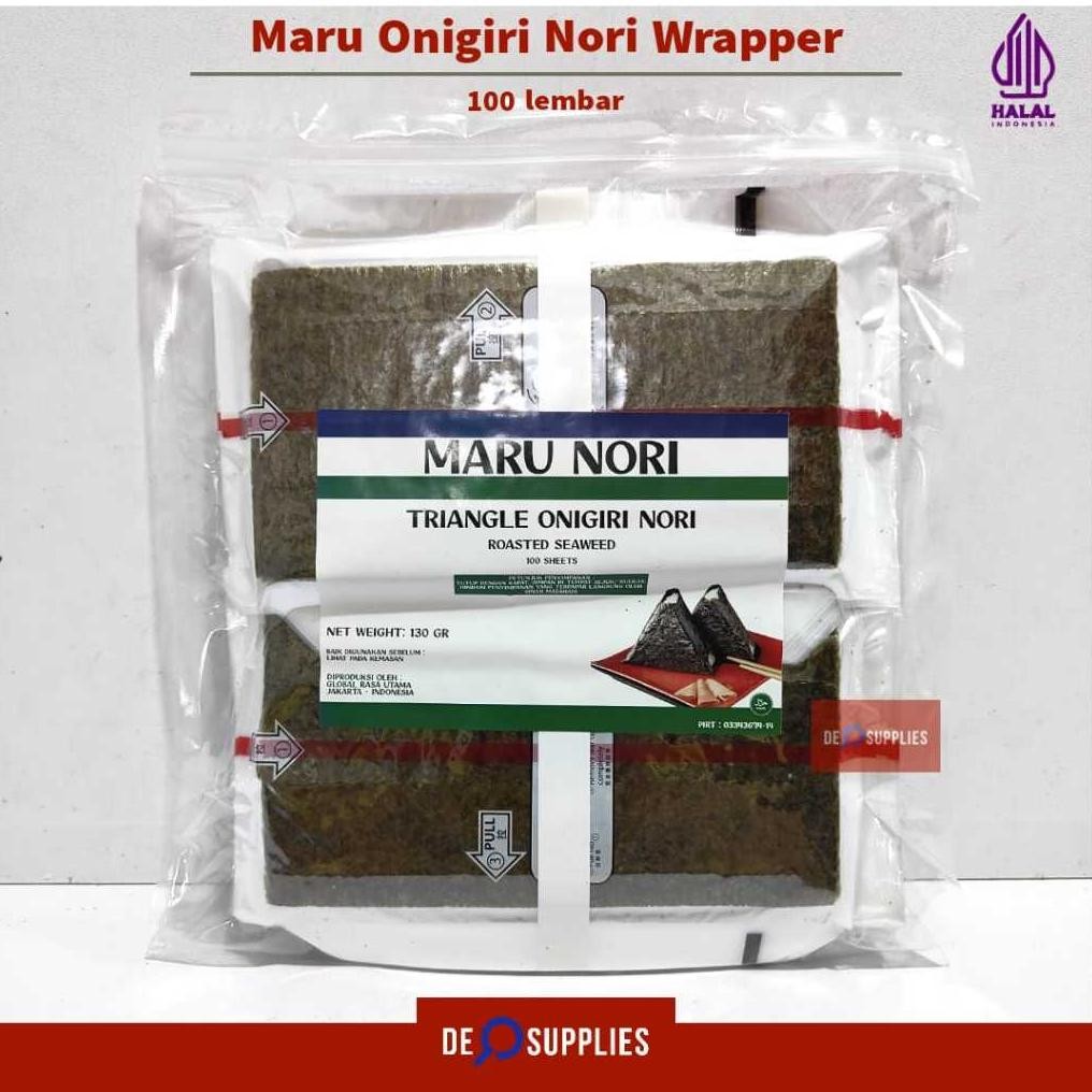 

Maru Nori Onigiri Wrapper 100 Lembar - Triangle Sushi Nori Wrap Sheets Seaweed Premium 100s aSt