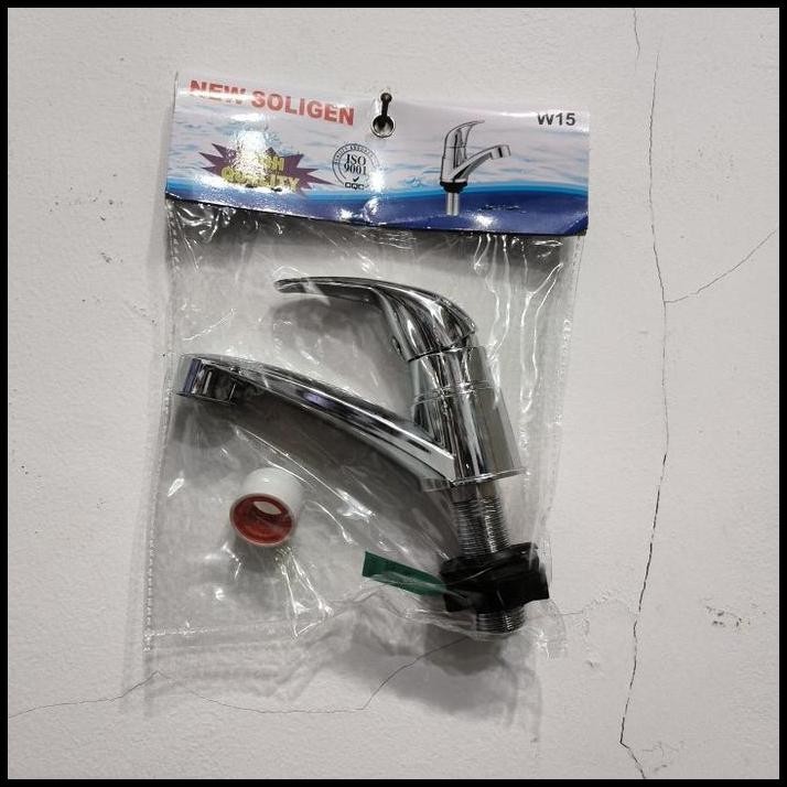W15 Nekel Kran Wastafel Cuci Tangan SOLIGEN W15 CROME Nekel