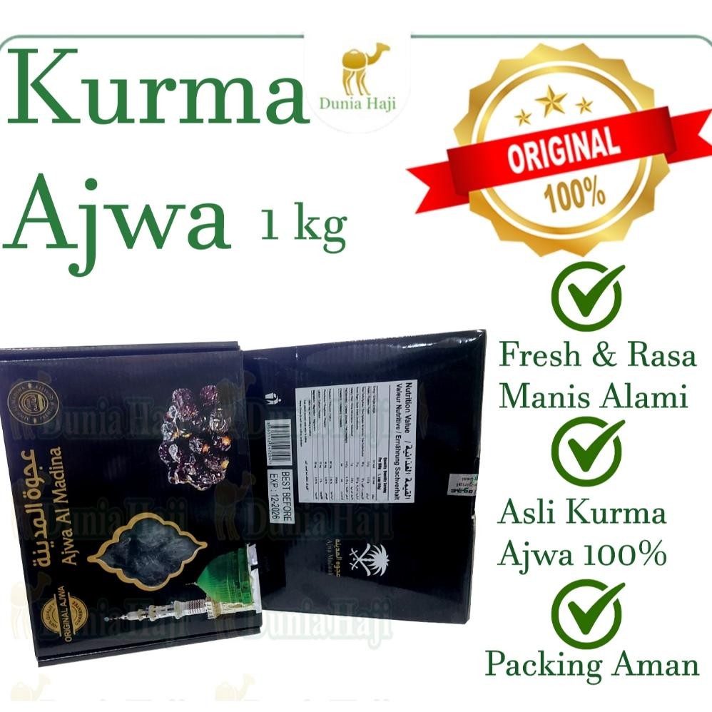 

Kurma Ajwa 1KG Asli Korma Nabi Original Saudi Arabia Madinah Oleh Oleh Haji Dan Umroh aSt