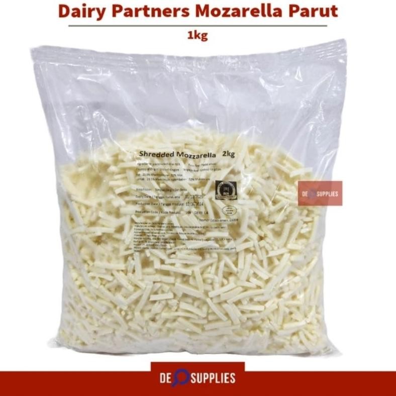 

Dairy Partners Mozzarella Parut 1kg - Shredded Mozarella Keju Moza UK aSt