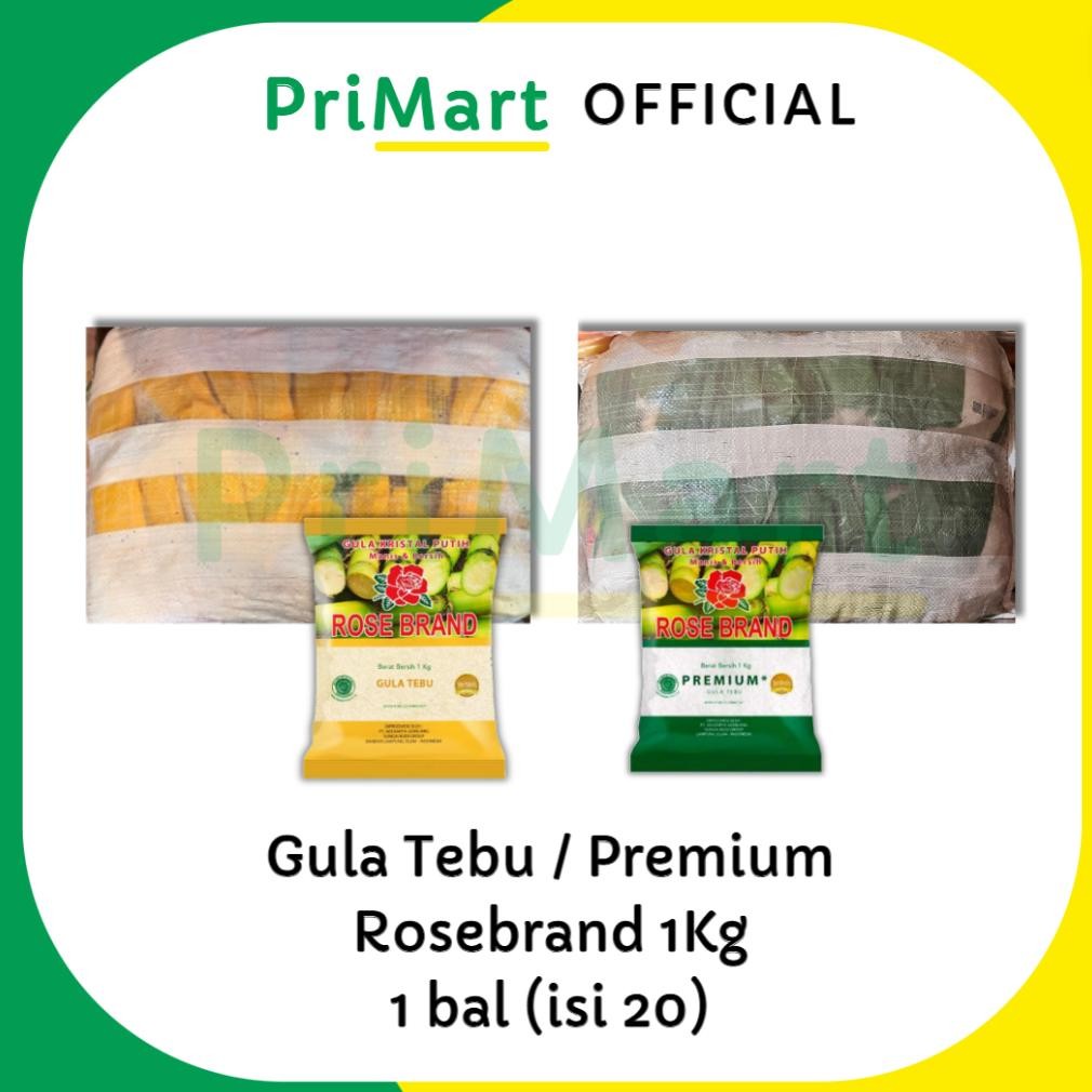 

GULA PASIR ROSEBRAND per karton / karung 20pcs x 1KG (EXP 2027) KUNING tebu / premium aSt