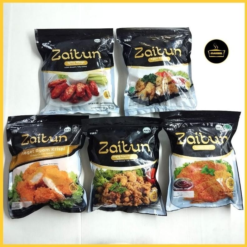 

Zaitun Chicken Wing, Katsu, Karage, Crispy Nugget, Pok-Pok 500gr aSt