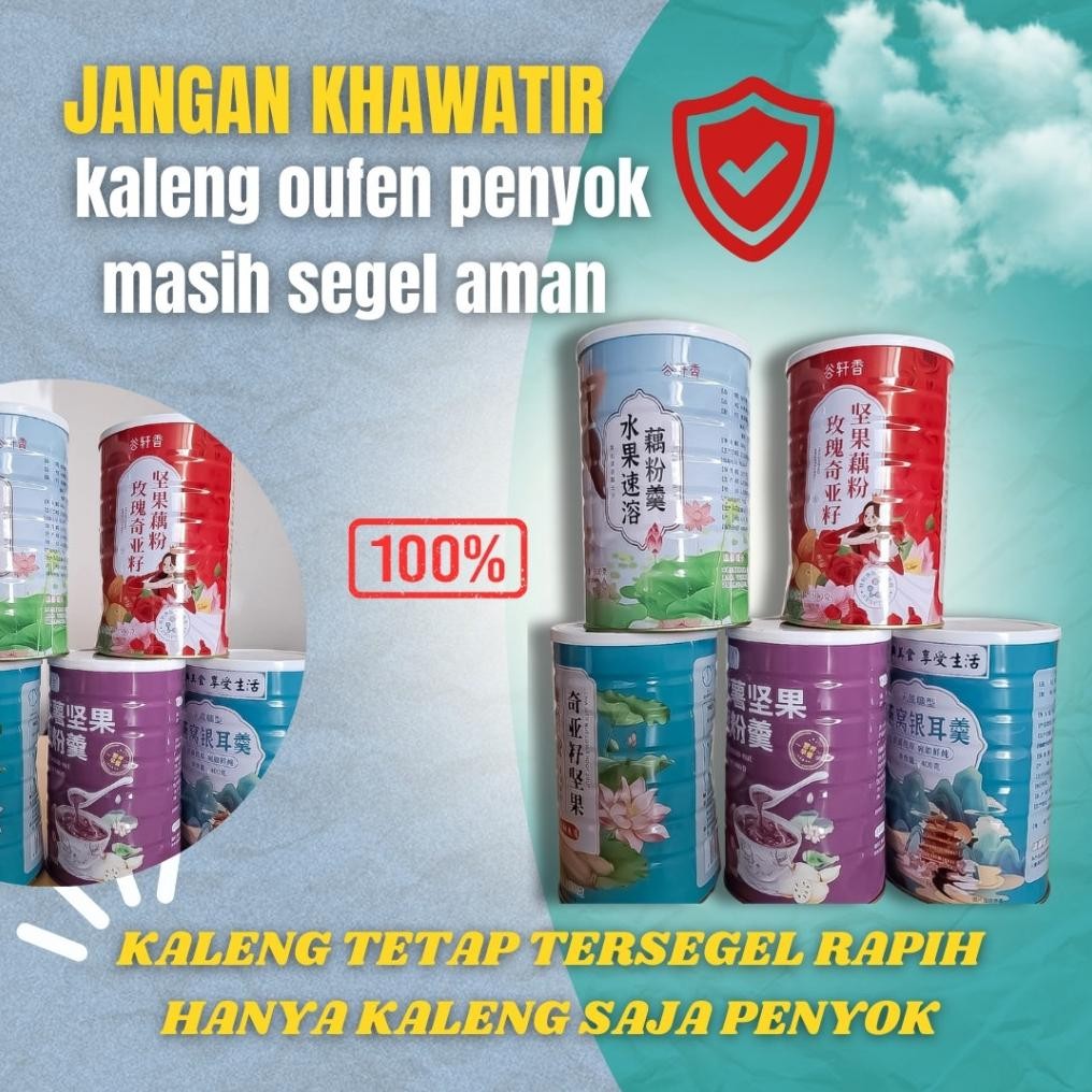 

[BPOM] OUFEN KALENG PENYOK BUNDLING HEMAT 3 KALENG (SEGEL AMAN) All VARIAN RANDOM LOTUS ROOT POWDER SARI BUBUR AKAR TERATAI MAKANAN SEHAT DIET SEHAT PRAKTIS aSt