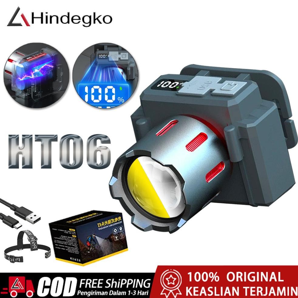 Hindegko HT06 Senter Super Terang Kepala Senter Lampu Depan LED Zoom Headlamp Lampu Putih Dan Kuning