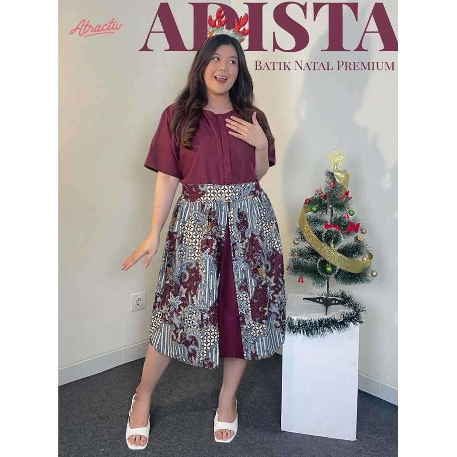 ATRACTIV DRESS BATIK KATUN ADISTA JUMBO LD130 LD142 TUNIK MIDI PESTA WANITA