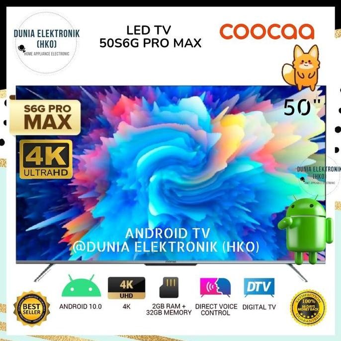 NEW LED TV COOCAA 50S6G PRO MAX 50 INCH 4K ULTRA HD SMART TV ANDROID 10