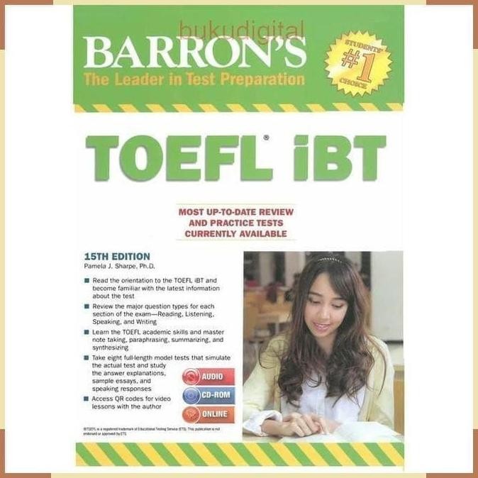 BARRON'S TOEFL IBT 15TH + AUDIO DVD + SOFTWARE ANSWER KEY ORIGINAL DAN TERPERCAYA