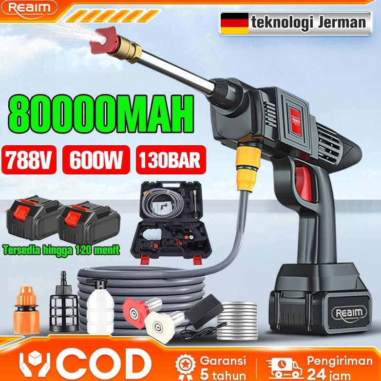BEST SELLER Reaim 600W 788V 130Bar Alat Cuci Motor Mobil Mesin Mini Portable semprotan cuci motor al