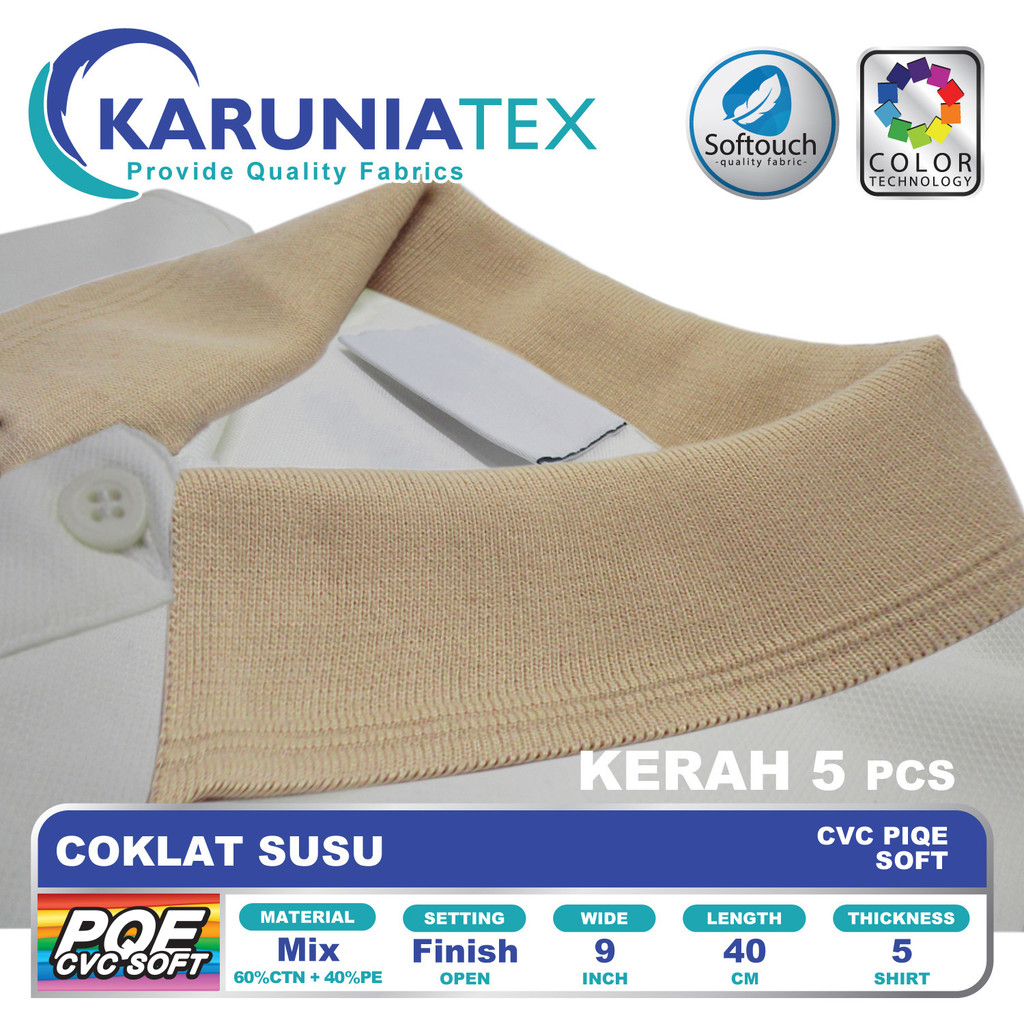 Kerah dan Manset Kaos Poloshirts CVC | Coklat Susu | Karunia Textile