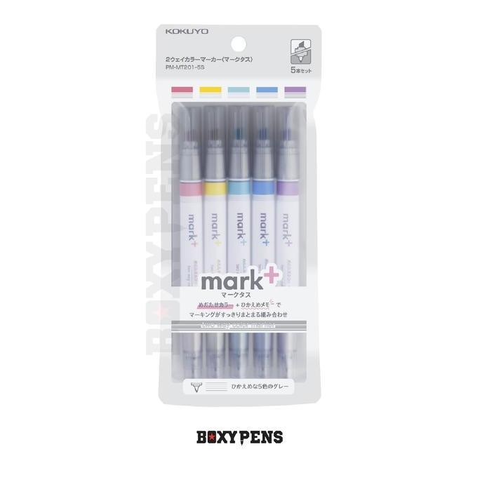 

NEW Kokuyo Mark+ Two Way Color Highlighter Set Gray Series - 5 Colours