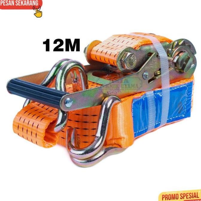Siap Kirim Ratchet Tie Down 2 Inch x 12M Tali Pengikat Cargo Sound System Trek Belt