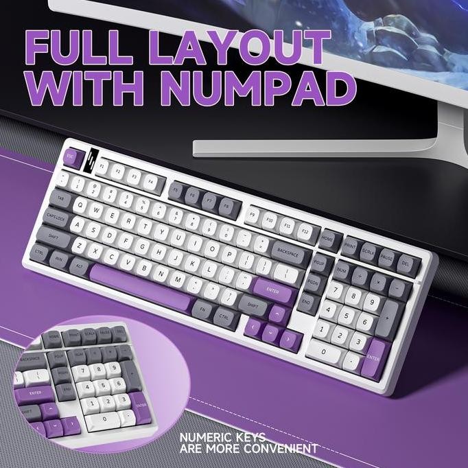 Sale Zifriend Hk101 Wireless Mechanical Keyboard Type-C/2.4G Usb/Bt5.0 3 Mode Keyboard 10000Mah Ultr