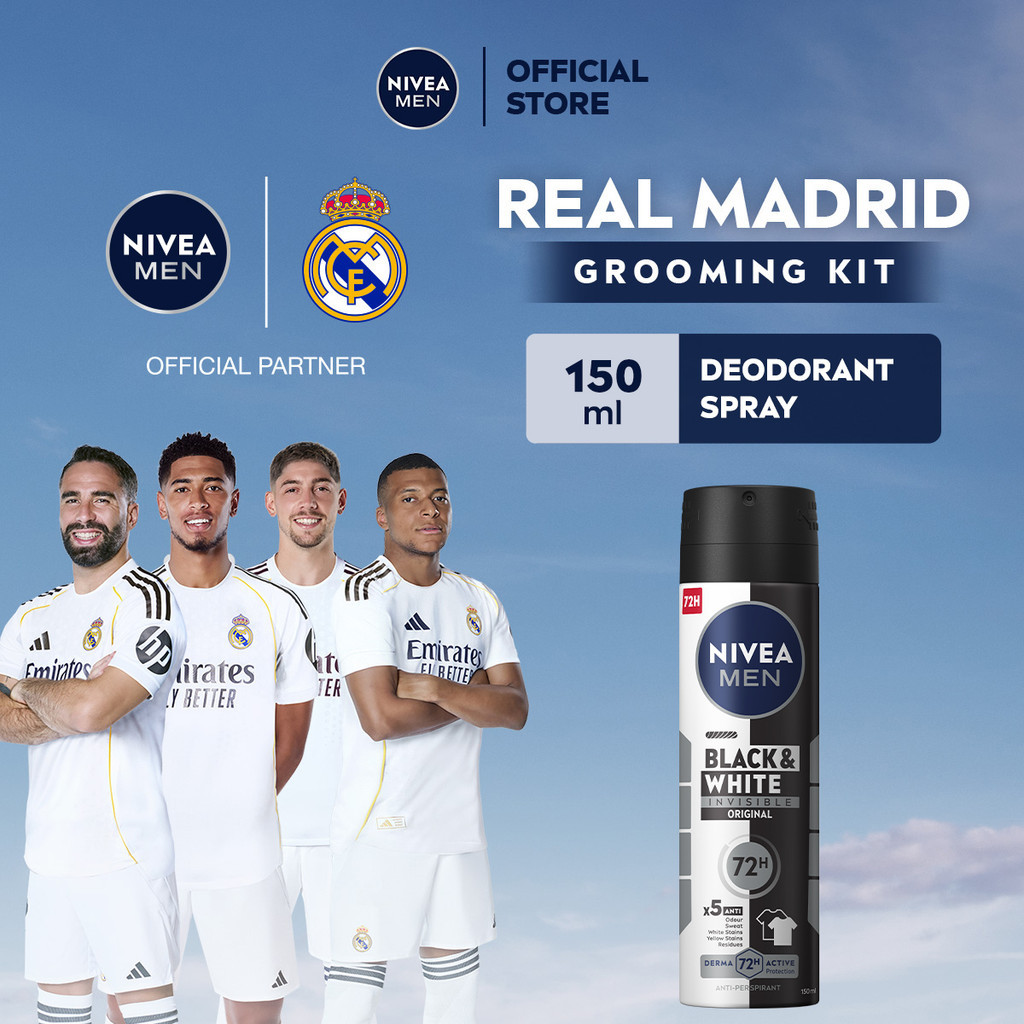 NIVEA MEN Deodorant Spray Black & White Invisible Original 150ml - Deodoran semprot pria melawan bak