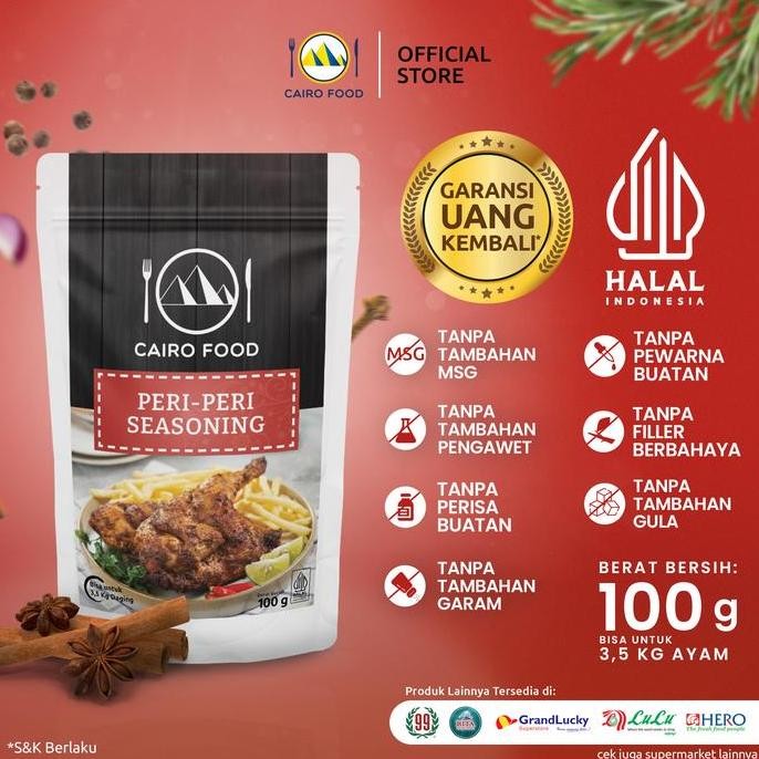 

DISKON! BUMBU PERI-PERI PEDAS CAIRO FOOD 100GR