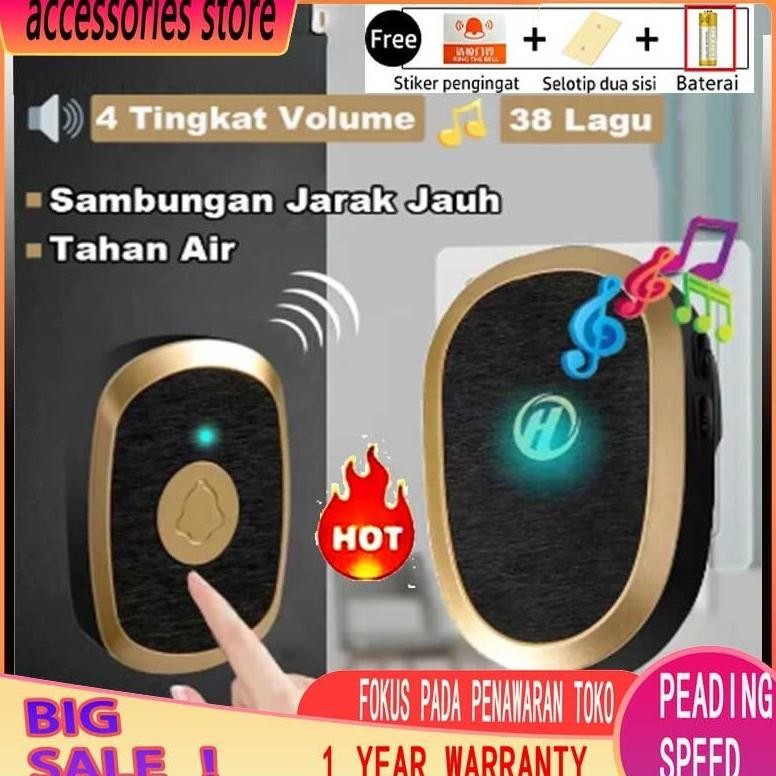 Bel Rumah Tanpa Kabel Waterproof/bel rumah tanpa kabel 1 receiver/bel rumah tanpa kabel jarak jauh W