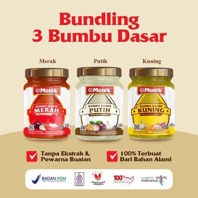 

DISKON! MUNIK PAKET LENGKAP ANEKA BUMBU DASAR MASAK 3X245GR