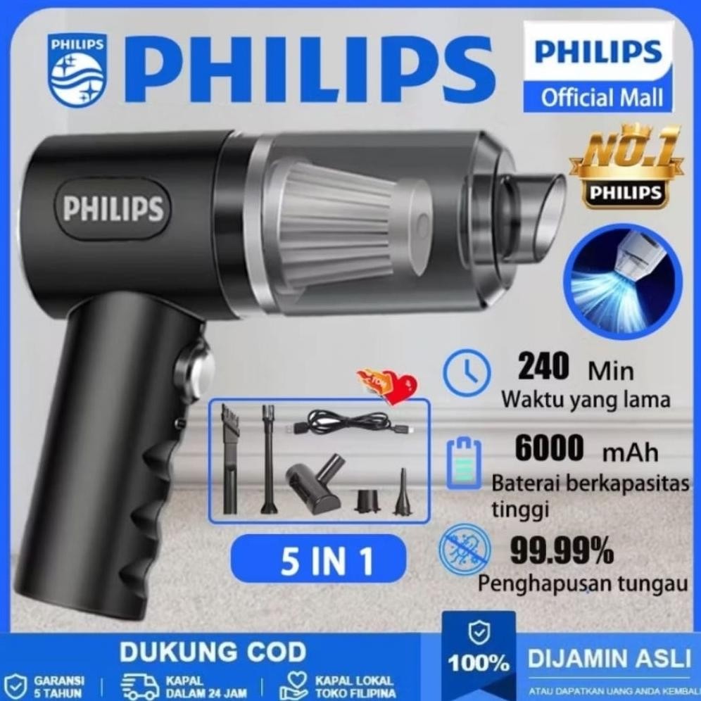 PHILIPS Vacuum Cleaner 998000Pa 5IN1 Penyedot Debu Serbaguna Vakum Penghisap Debu Mobil Kasur