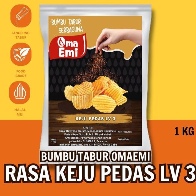 

DISKON! BUMBU TABUR KEJU PEDAS LEVEL 3 1KG SEASONING SNACK HALAL GURIH PEDAS