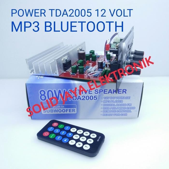 KIT POWER SPEAKER AKTIF 12V DC 80W TDA2005 AKI ACCU MP3 BT BLUETOOTH MOBIL CAR AMPLIFIER AMPLI STERE