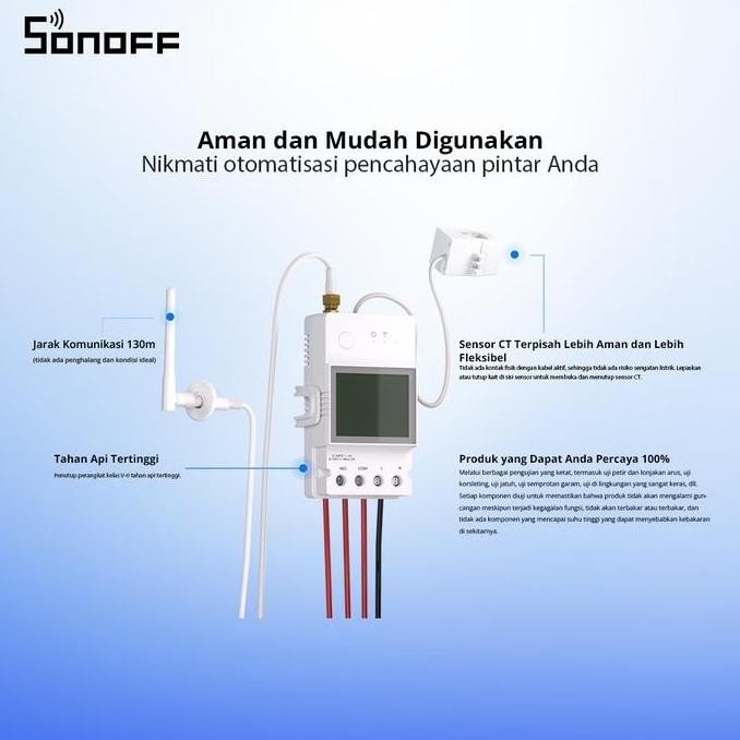 TERBARU SONOFF SMART SWITCH POWCT POW RING 100A SMART POWER METER ENERGY MONITORING SMART SWITCH WIR