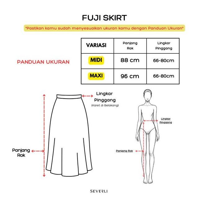 Severli FUJI Midi Maxi Skirt | Rok Kerja | Rok Wanita Korean Style Formal Casual | Rok High Waist Fl